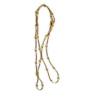 Long Yellow Gold Chain W Decorative Gold Balls 34" Long W Lobster Clasp